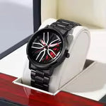 Load image into Gallery viewer, Men's 42mm car series rotating dial watch stainless steel 3ATM quartz sport wristwatch