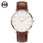 Load image into Gallery viewer, Hannah Martin unisex rose gold watch with Japanese quartz leather and nylon strap dress watch