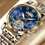 Load image into Gallery viewer, Men's luxury stainless steel sport watch with luminous dial and 3ATM waterproof quartz movement