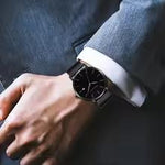 Load image into Gallery viewer, Bauhaus design men's dark blue waterproof watch with calendar window and Japanese quartz movement