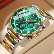 Men's diver series luxury watch with night glow stainless steel multifunctional quartz wristwatch