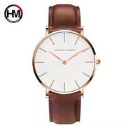 Hannah Martin unisex rose gold watch with Japanese quartz leather and nylon strap dress watch