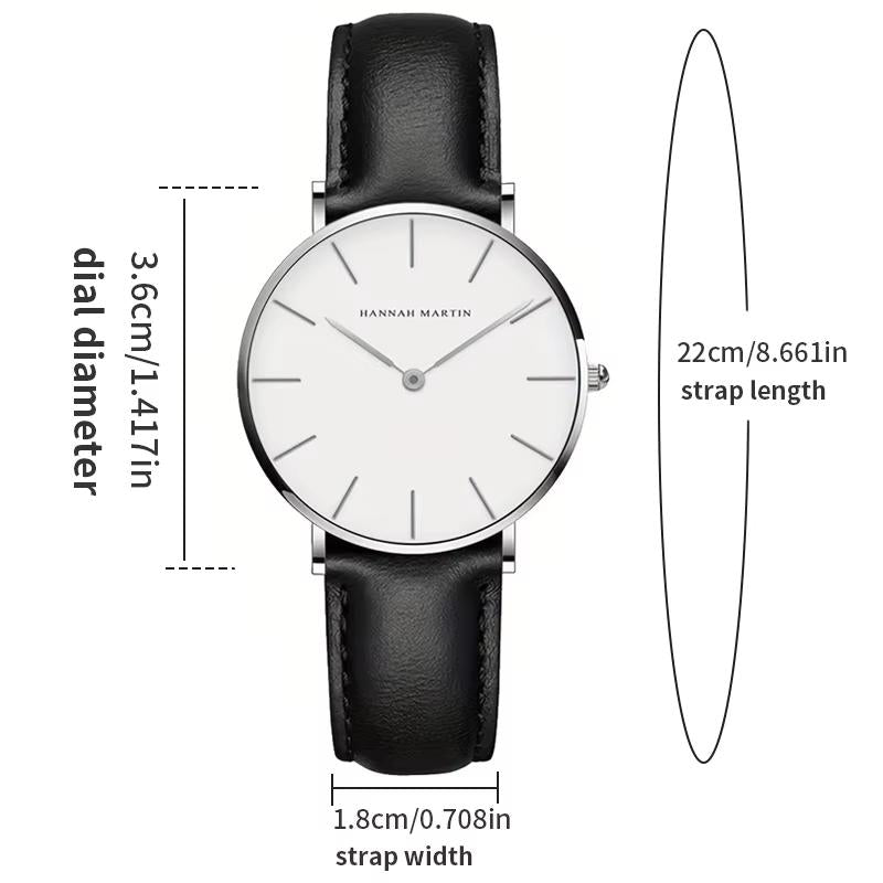 Side profile of Hannah Martin 36mm ultra thin rose gold women's quartz dress watch